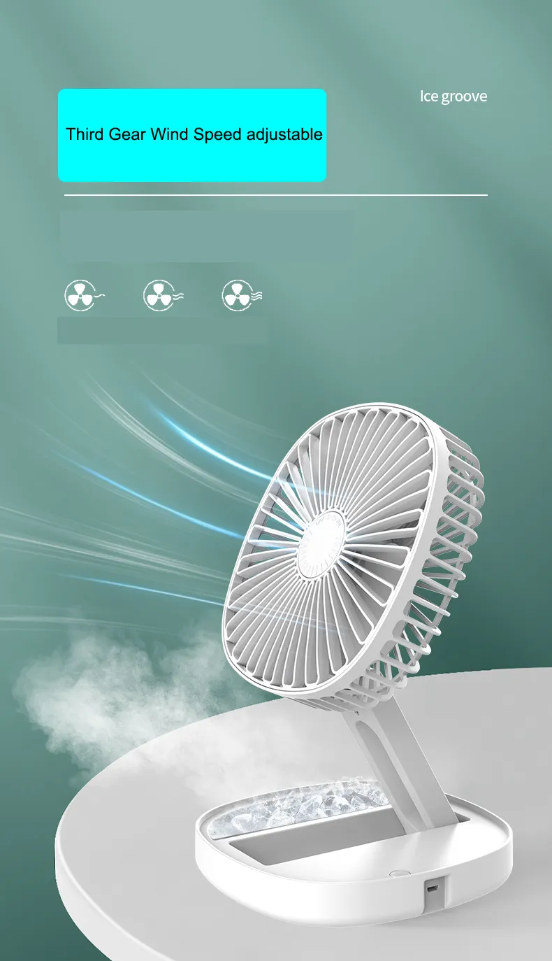 เครื่องปรับอากาศแบบพกพาขนาดเล็ก พัดลมไฟฟ้า พัดลมตั้งโต๊ะชาร์จไฟด้วย USB - Image 2