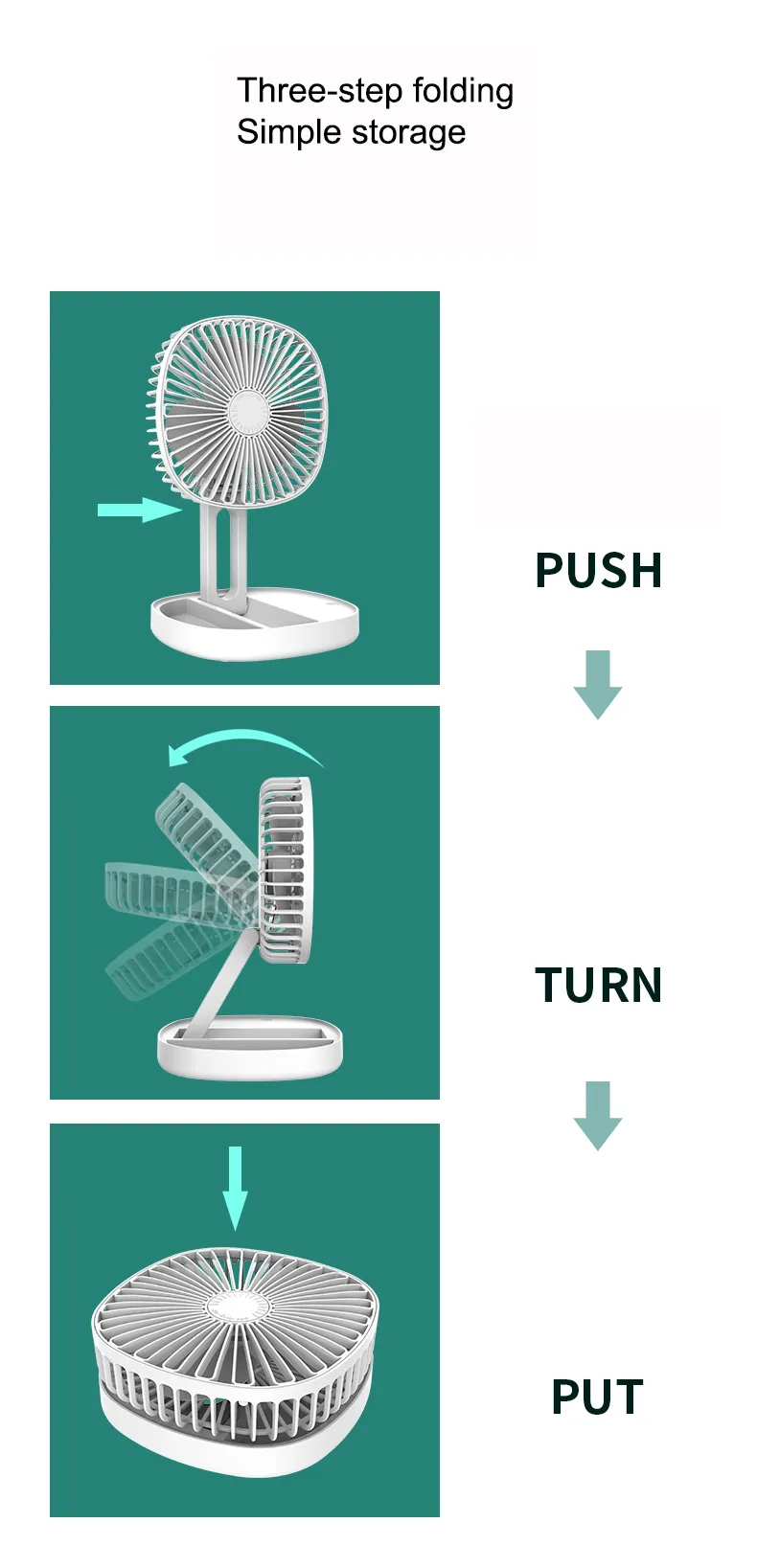 เครื่องปรับอากาศแบบพกพาขนาดเล็ก พัดลมไฟฟ้า พัดลมตั้งโต๊ะชาร์จไฟด้วย USB - Image 8